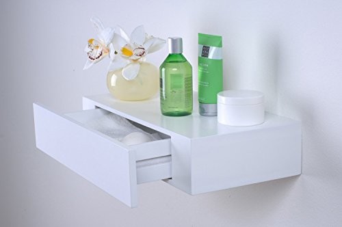 Fetim Schwebendes Wandregal mit Schublade-B!Organised, 1 Stück, weiß, 1173877