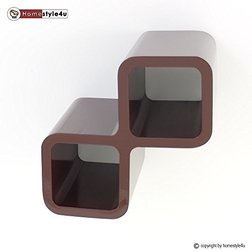 Homestyle4u Retro Cube Design Wandregal Wandboard Regal Würfel Weinregal Wein dunkelbraun