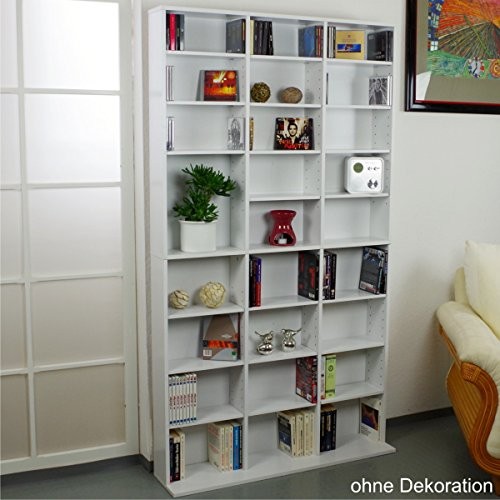 CD DVD Regal Wandregal 1080CD´s Medienregal Regalwand Bücherregal Ablage Holz, Farben CD Regal:weiss