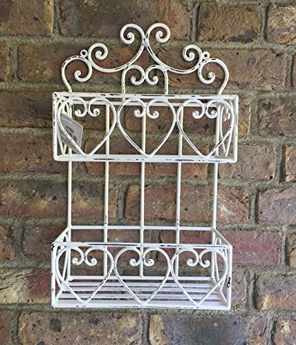 NOSTALGISCHES ° WANDREGAL° WANDKORB ° HERZ WEIß ° GUSSEISEN° SHABBY ° VINTAGE